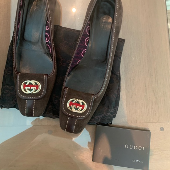 Gucci Brown loafers with little heel size 7.5